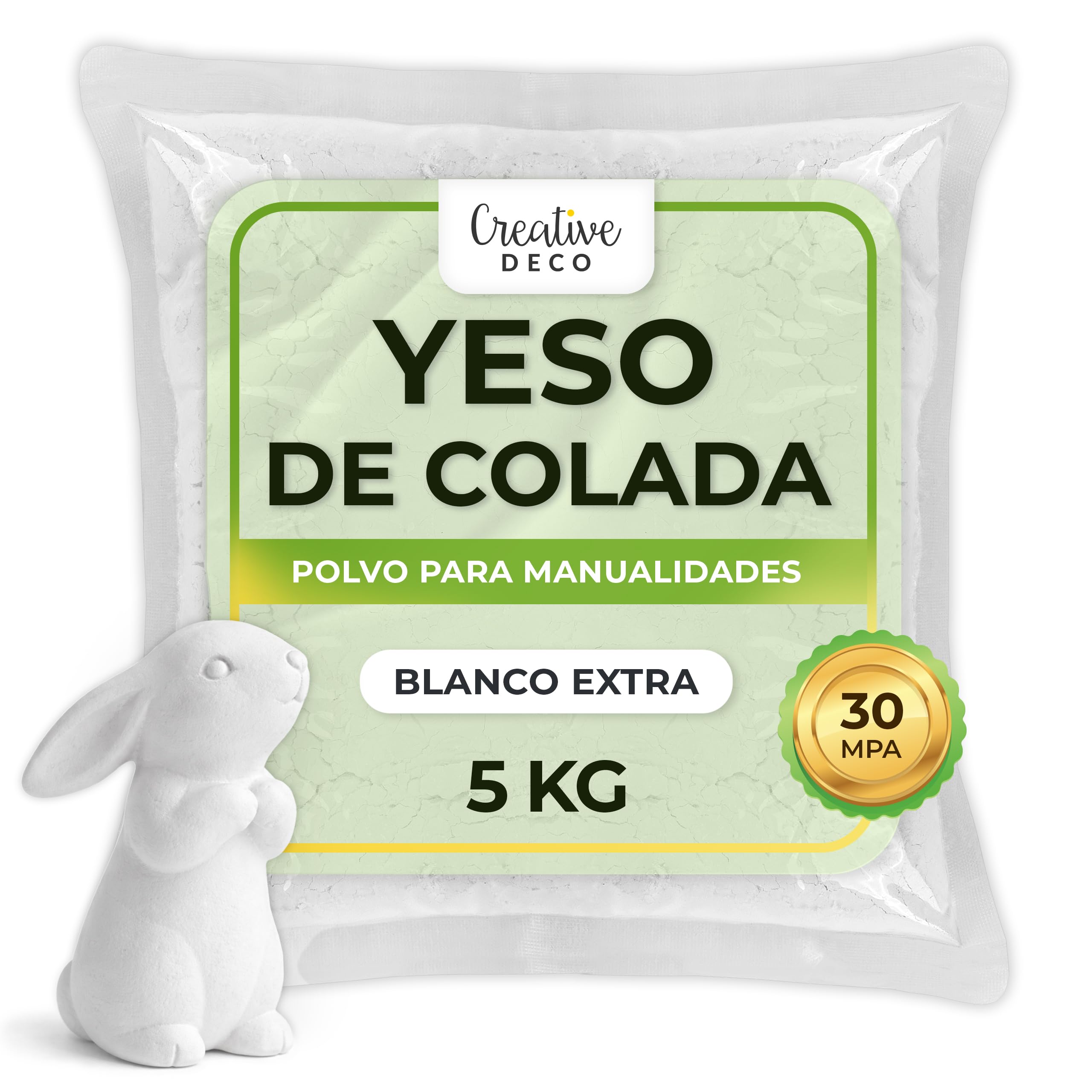 Creative Deco Yeso en Polvo Blanco Puro | 5 kg | Masa de Moldeo Escultura | Yeso para Modelar | Perfecto para Manualidades Artesanía Modelado Decoración Bricolaje | Resistente, se Endurece al Aire