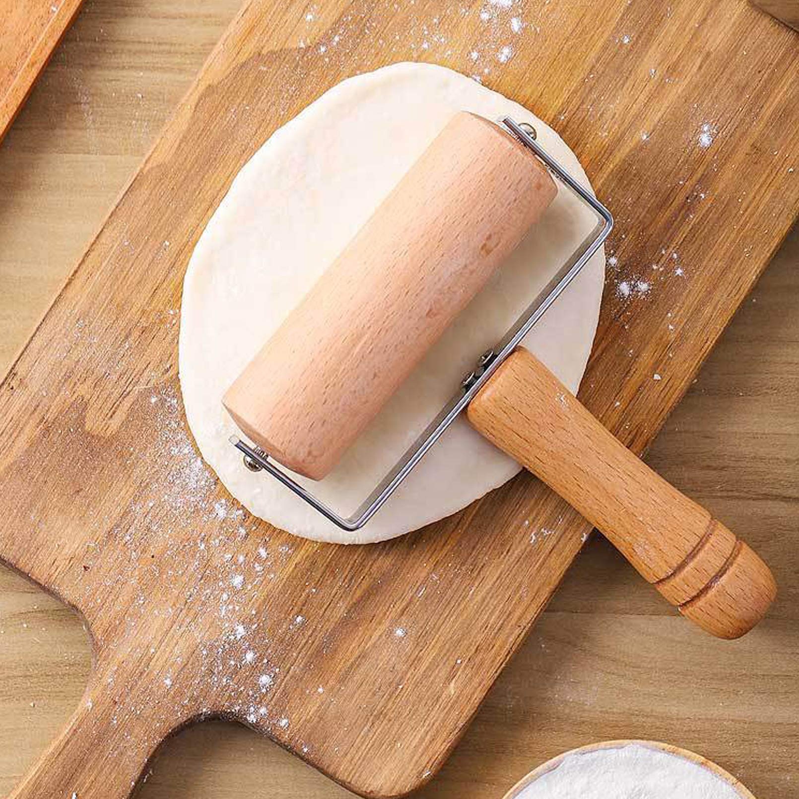 Holz-Teigroller Mit Edelstahl-Griff, 12 Cm Breit – Ideal Für Pizza, Plätzchen & Kuchen