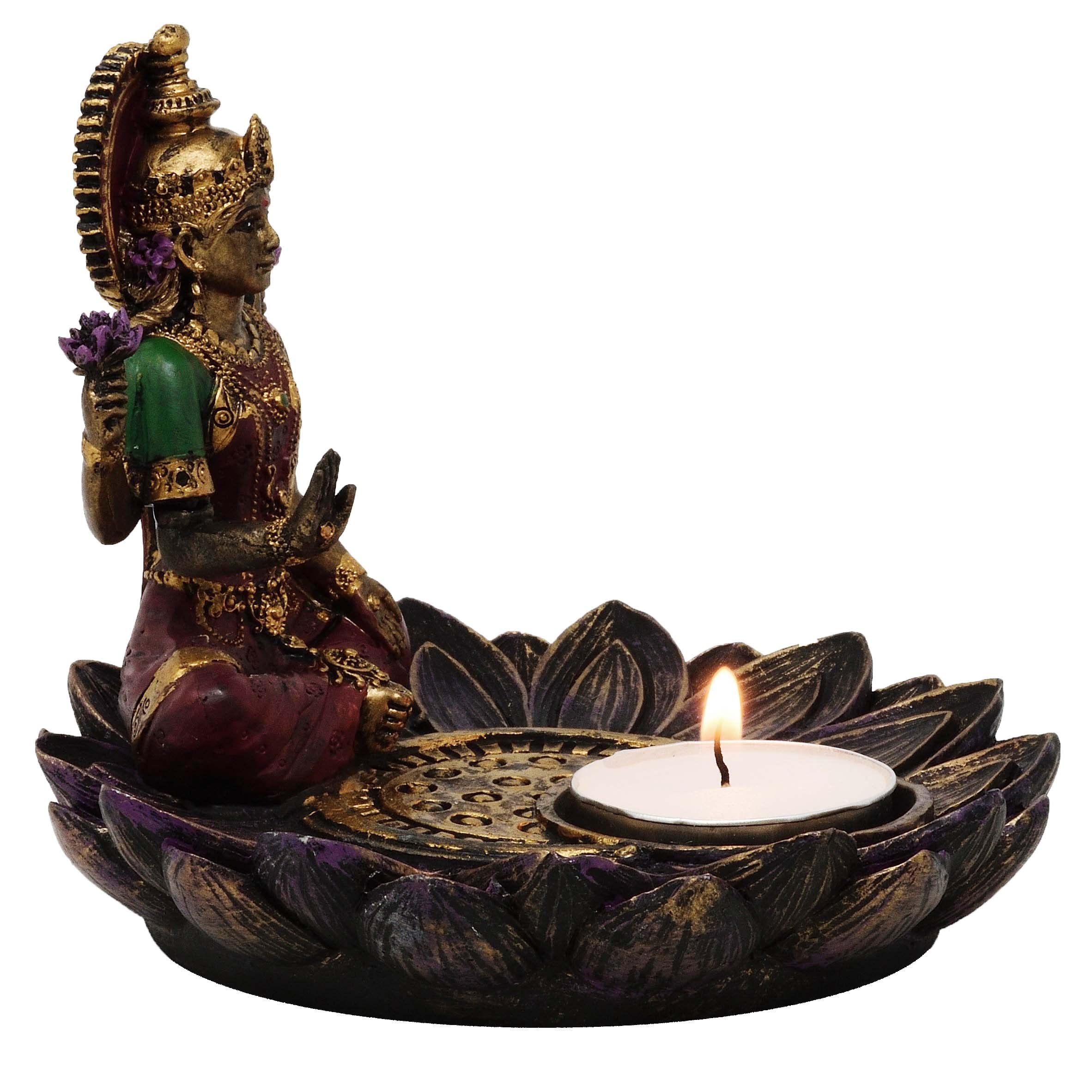 Lakshmi mit Teelicht oder als Räucherstäbchenhalter - Gottheit, Buddha, Indien