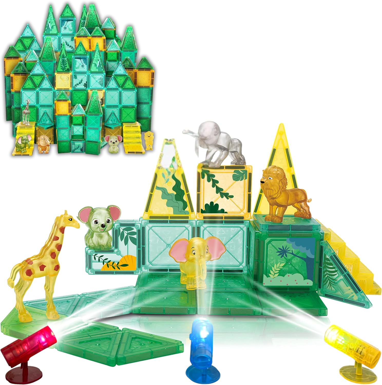 Magtiles | Magnetic Tiles for Kids Ages 4-8 Educational Toys Magnet Building Blocks 54 Set Montessori Cubes for Boys Girls Gift Birthday Present Sensory Learning