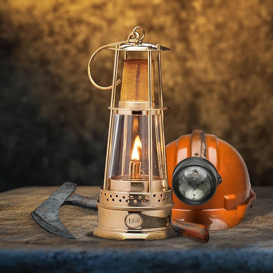 Amazon.com: Oil Lamp - 10” Tall Miners Lamp with Brass Body, Glass