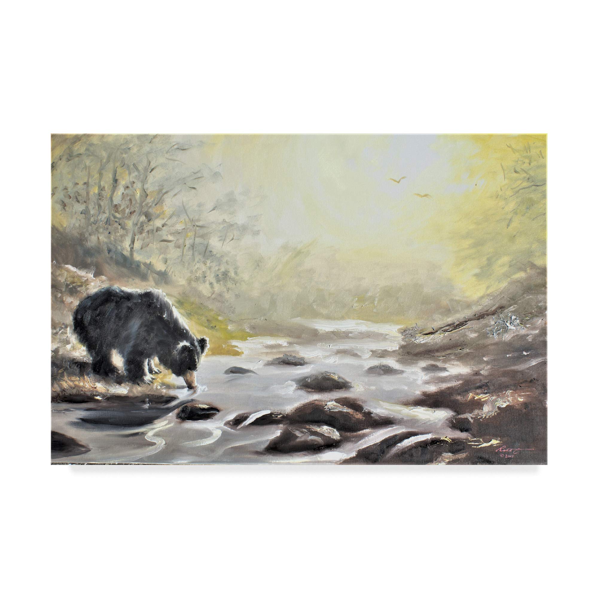 Trademark Fine ArtBlack Bear In Stream by D Rusty Rust, 16x24-Inch Fine Art, Multicolor