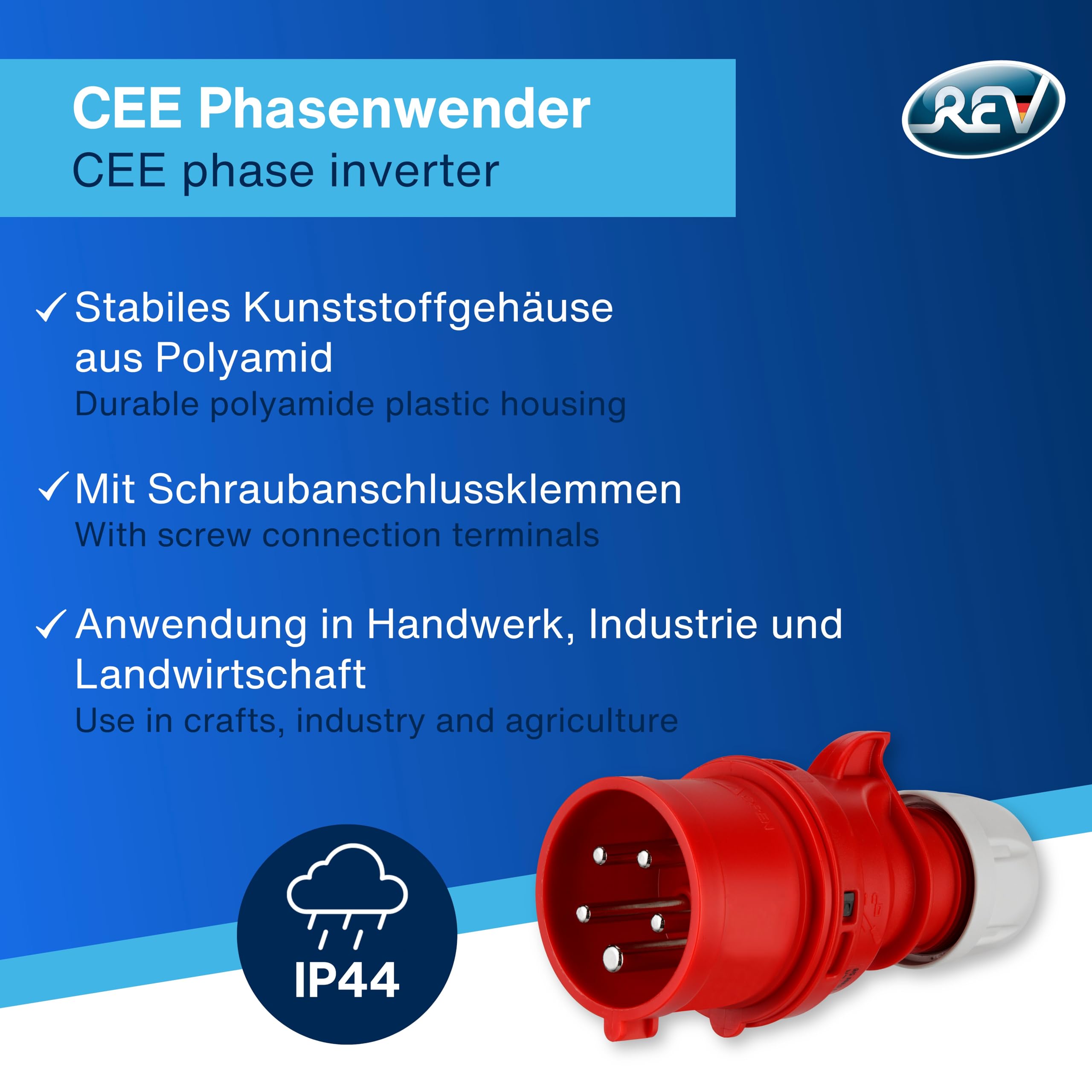 REV Ritter 0512522555, Invertitore di fase CEE 16 A 380 V