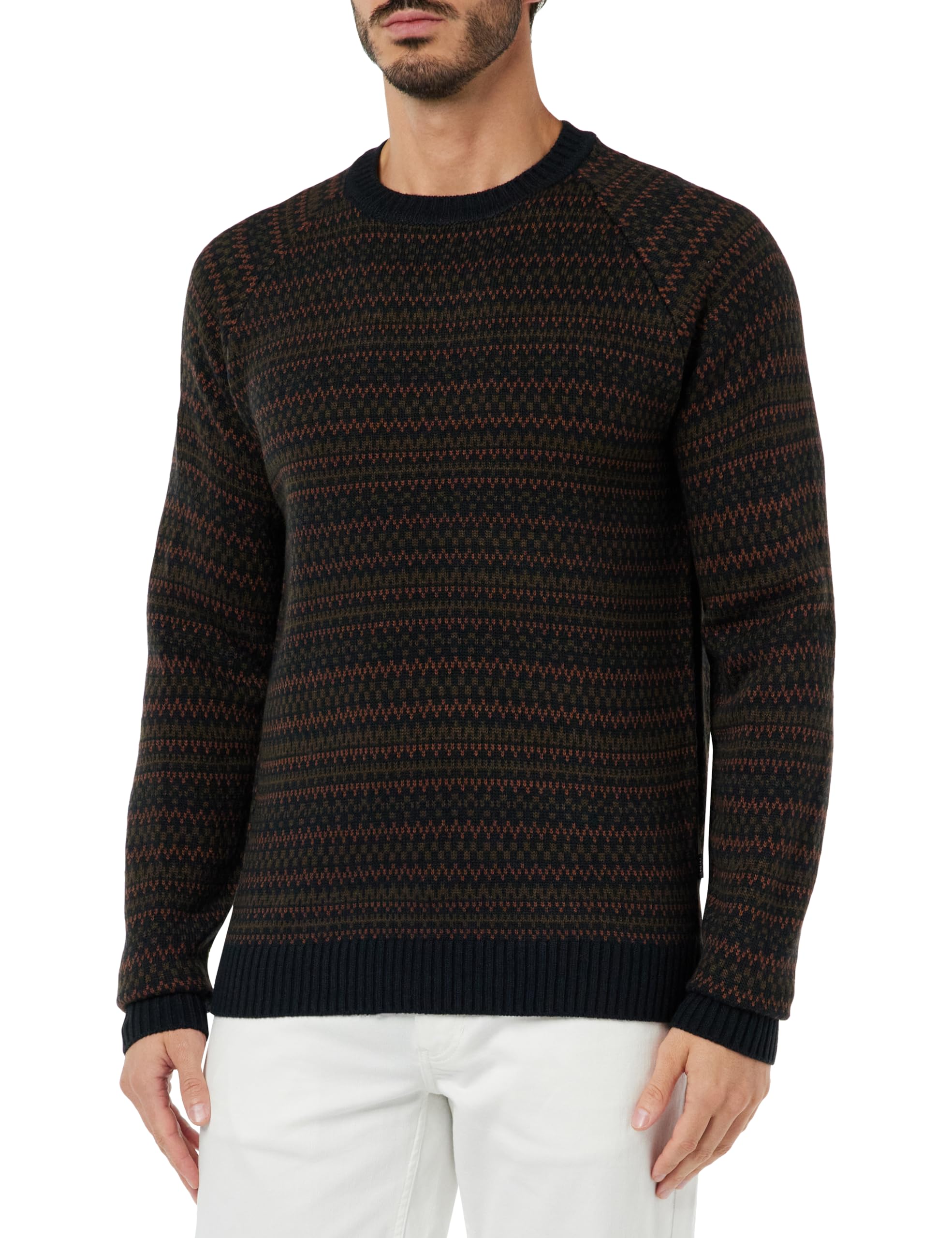 CASUAL FRIDAY Men's CFkristian Raglan Norwegian Knit Sweater, 194013/Dark Navy, M