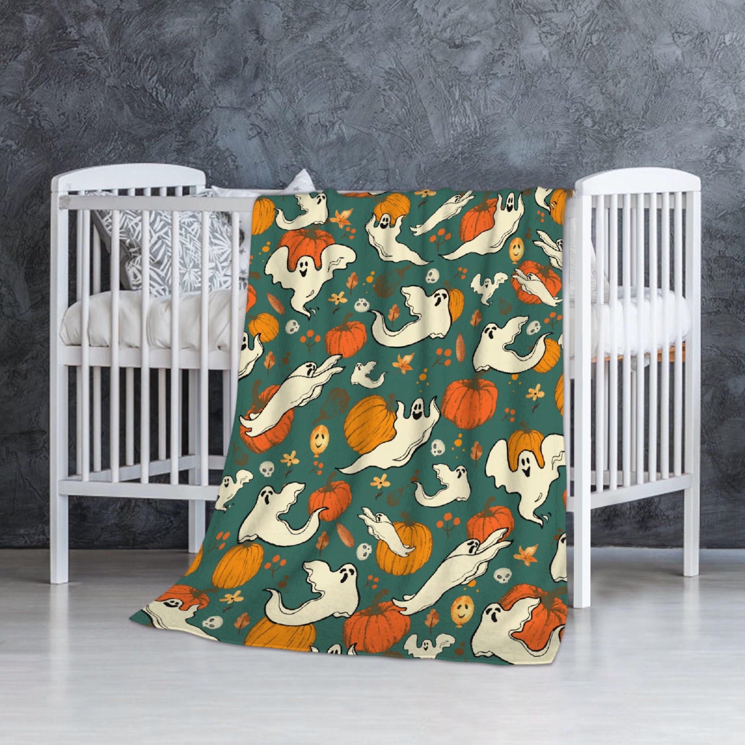 Halloween Pumpkin Baby Blanket Gifts Super Soft Swaddle Newborn Cozy Baby Receiving Blanket Stroller Throw Blanket for Crib 40x30 in for Puppy