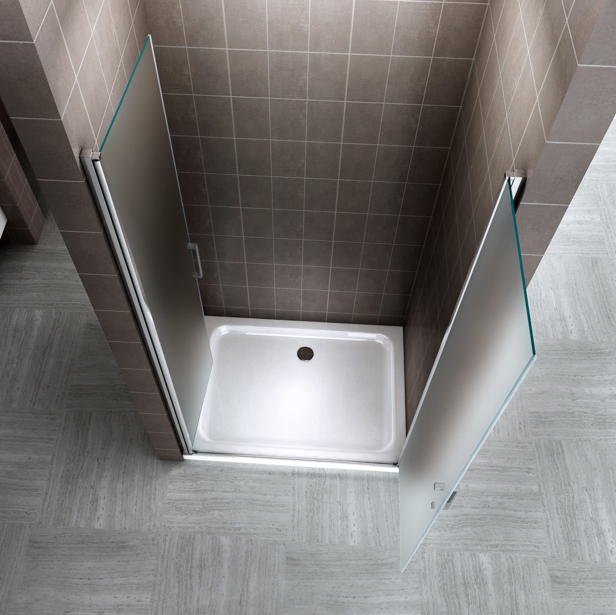 i-flair Duschtür LARA 89x195 cm Verstellbereich von 89-92 cm, Höhe: 195 cm, Duschabtrennung aus 6 mm satiniertem ESG Sicherheitsglas mit Nanobeschichtung und Edelstahlgriffen – NF