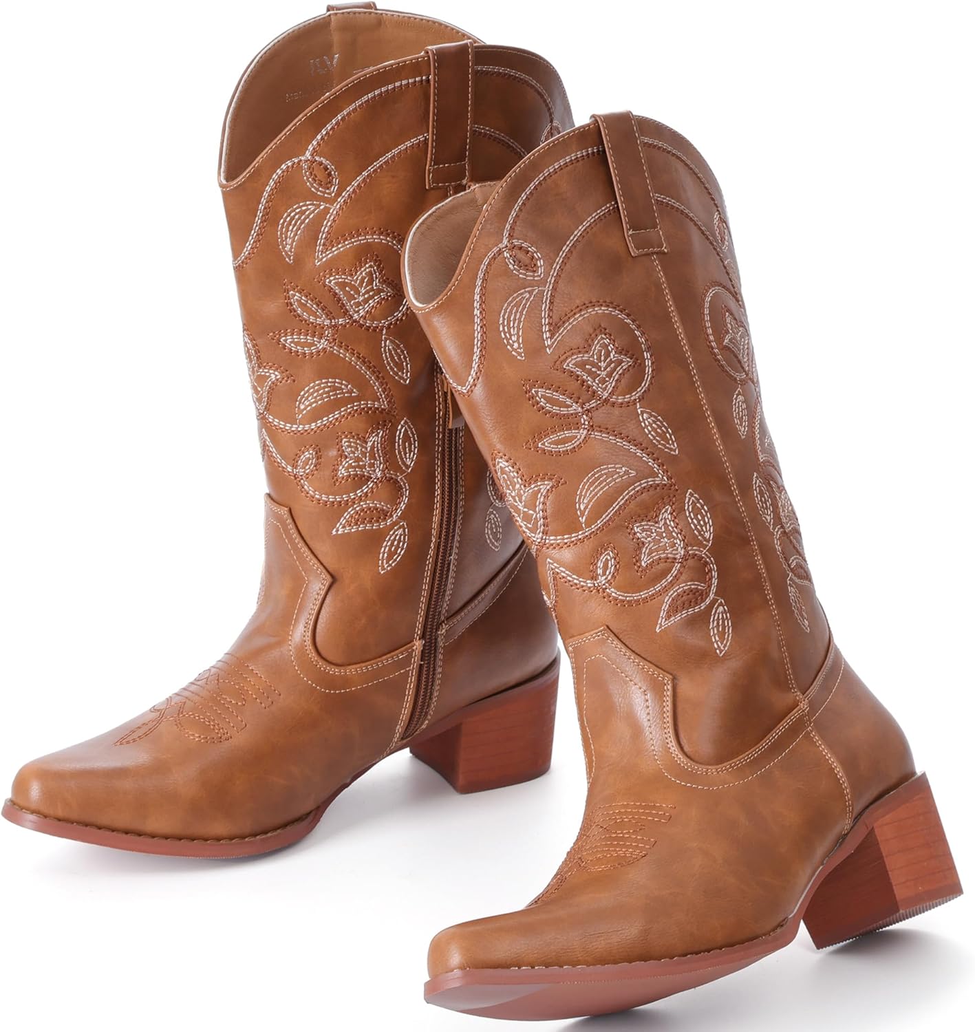 IXU Cowboy Boots For Women Wide Calf Pointy Toe Cowgirl Mid Calf... - Picture 49 of 55