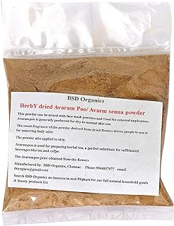 BSD Organics Herby Powder of Avaram Poo/Avarm Senna/Senna Auriculata/Tanner's Cassia/Tamgedu for Tea, Skin Care and More - 100 Gram