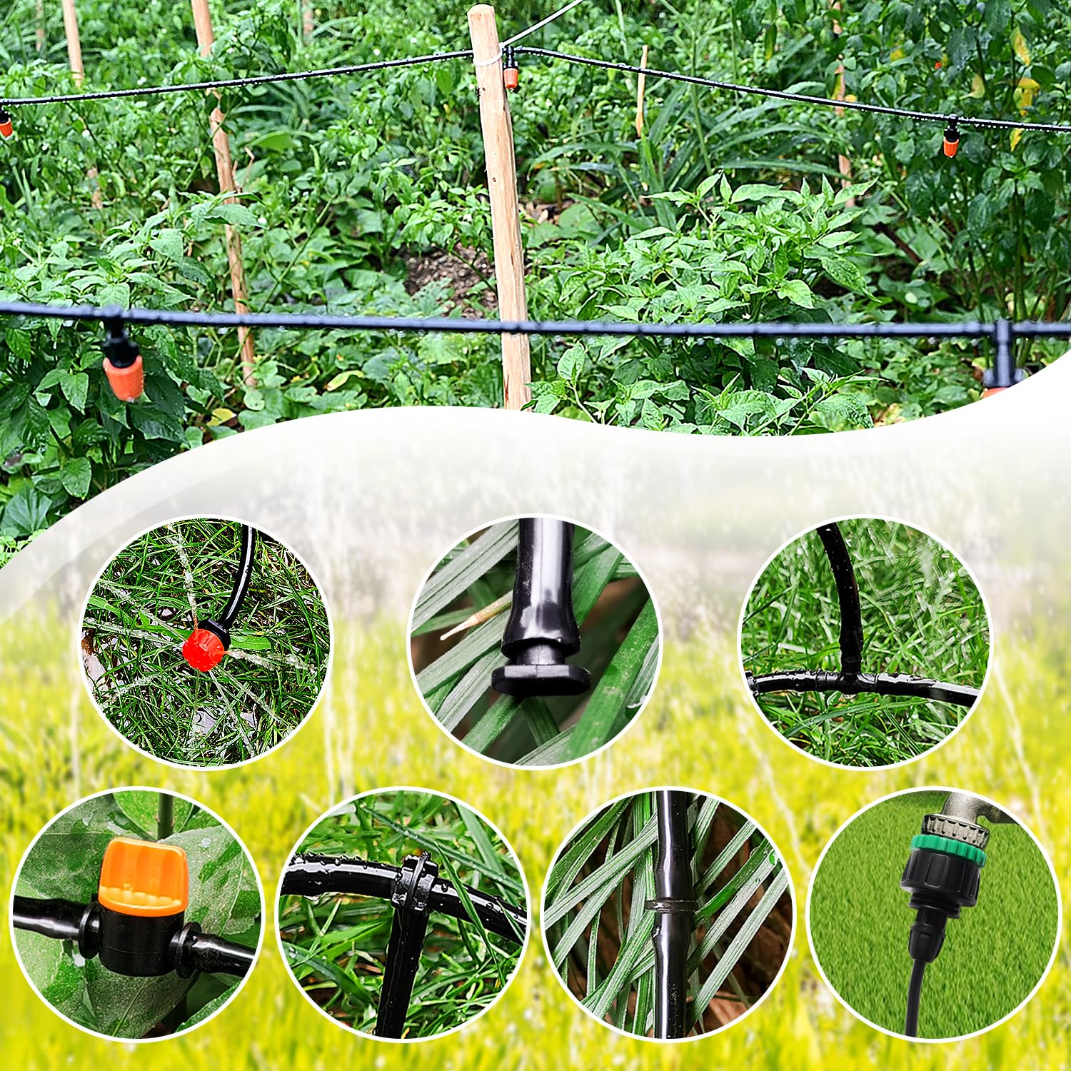 VooGenzek 202 PCS 4/6 mm Irrigation System Kit, 25m Irrigation Hose, DIY Auto Drip Irrigation Kit - Image 3