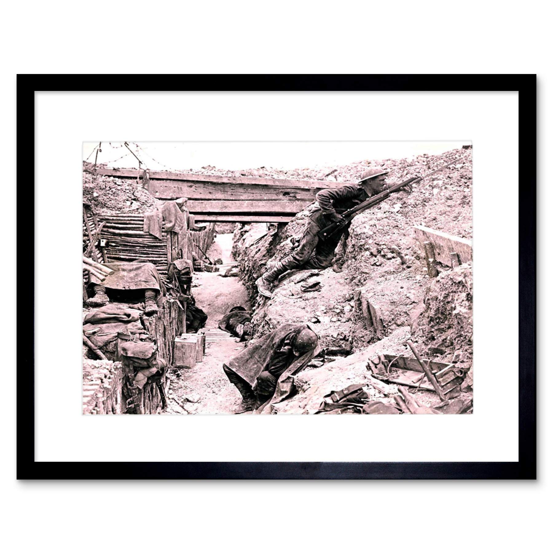 Wee Blue Coo Vintage War WWI Military Trench Life Framed Wall Art Print