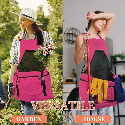 Miniatura 3 de TISEMENT Delantal de jardinería delantal de lona unisex de 8 onzas con bolsillos para cosechar malezas delantal de jardín impermeable para mujeres y