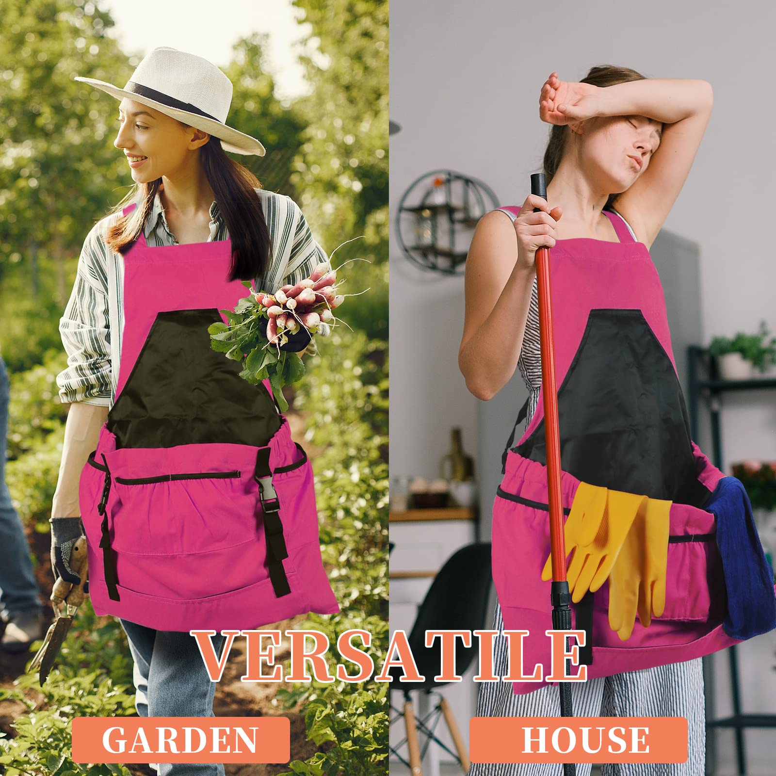 Delantal de jardinería, delantal de lona de algodón de 8 onzas con bolsillos para cosechar jardinería y deshierbar