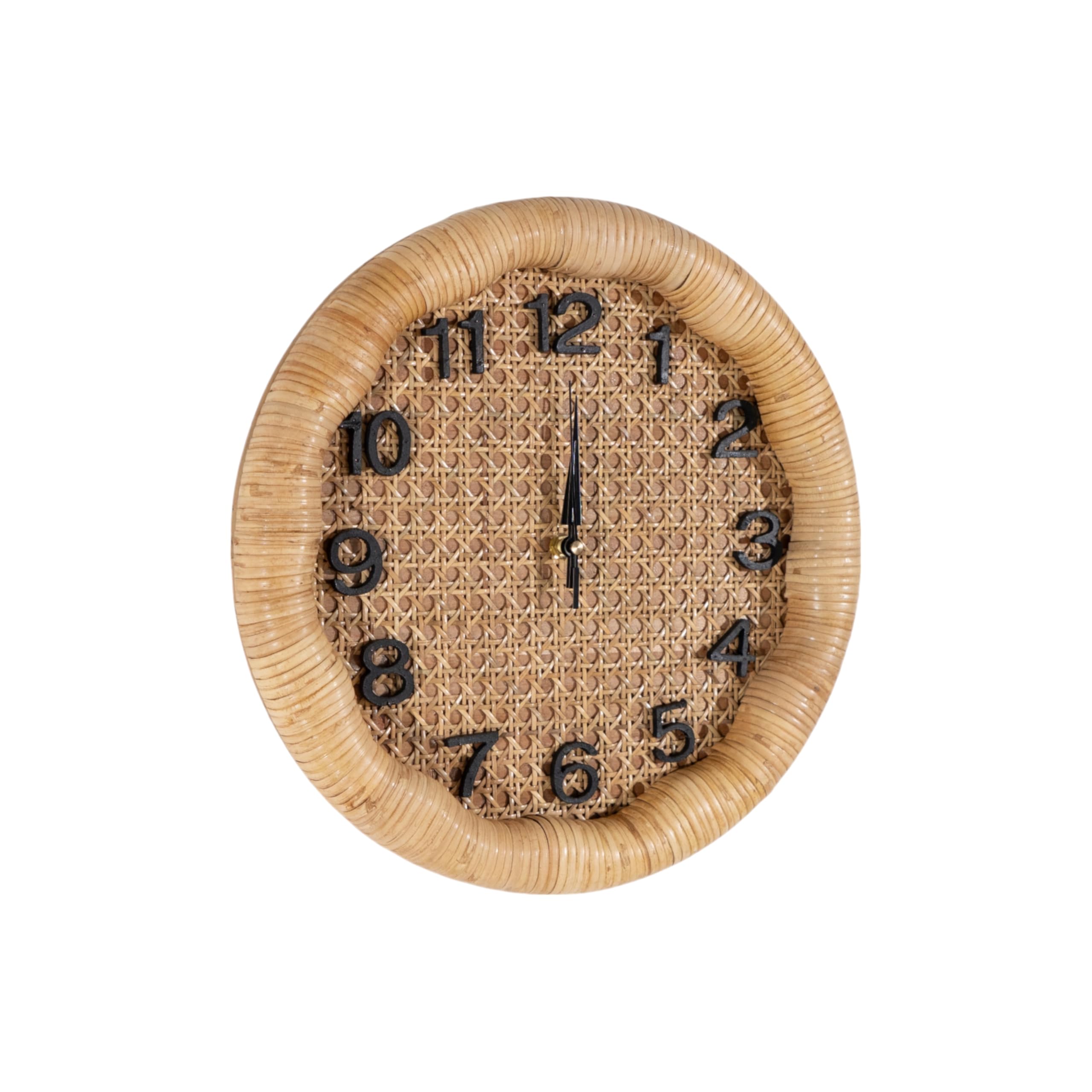 Horloge murale en rotin pendule bois vintage décoration murale nature