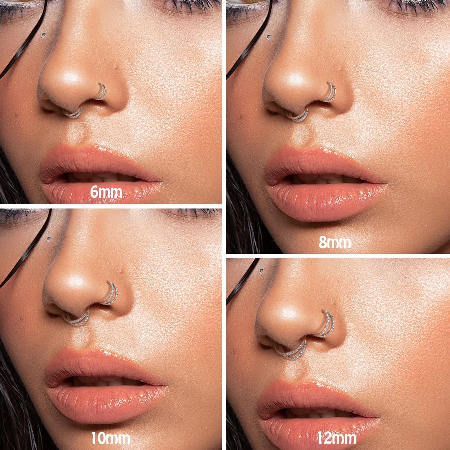 Double Hoop Nose Ring G23 Titanium Septum Ring 20G 18G 16G Conch Helix Daith Rook Tragus Cartilage Nose Lip Piercing Jewelry for Women Men - Image 4