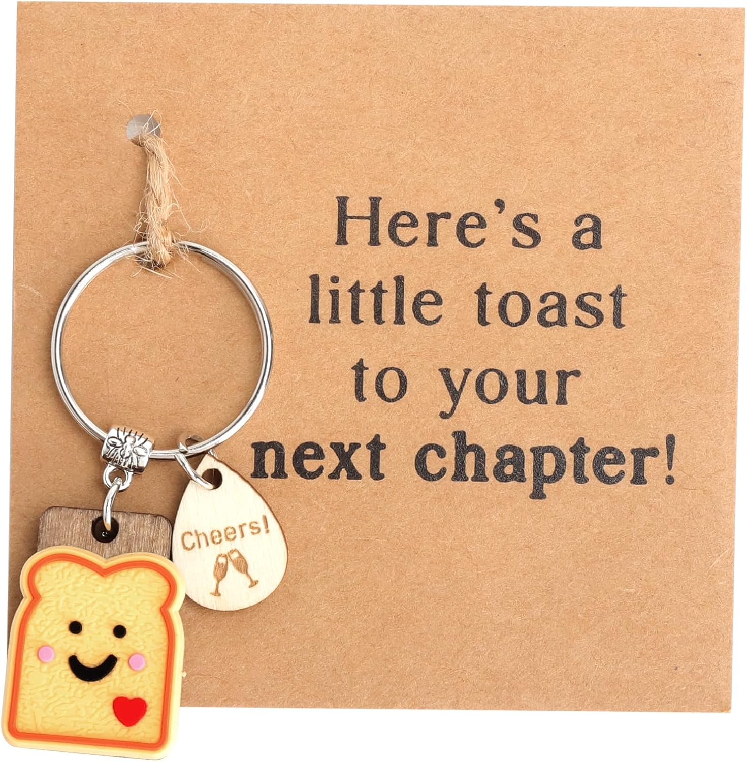 Toast Key Fob Cute Lucky Charm Key Ring Funny, Good Luck Farewell Gift Colleague, Cute Key Fob Bag Pendant Key Chain Cute for New Job Colleague Retirement Gift
