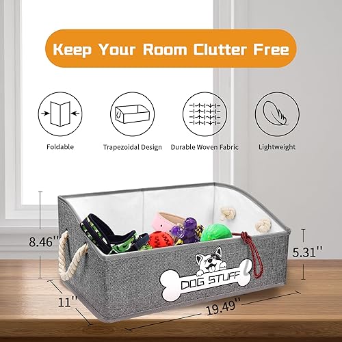 Miniatura 2 de Caja de juguetes de tela plegable para perros y contenedor de almacenamiento con asa, cesta trapezoidal, organizador de pecho para juguetes, mantas