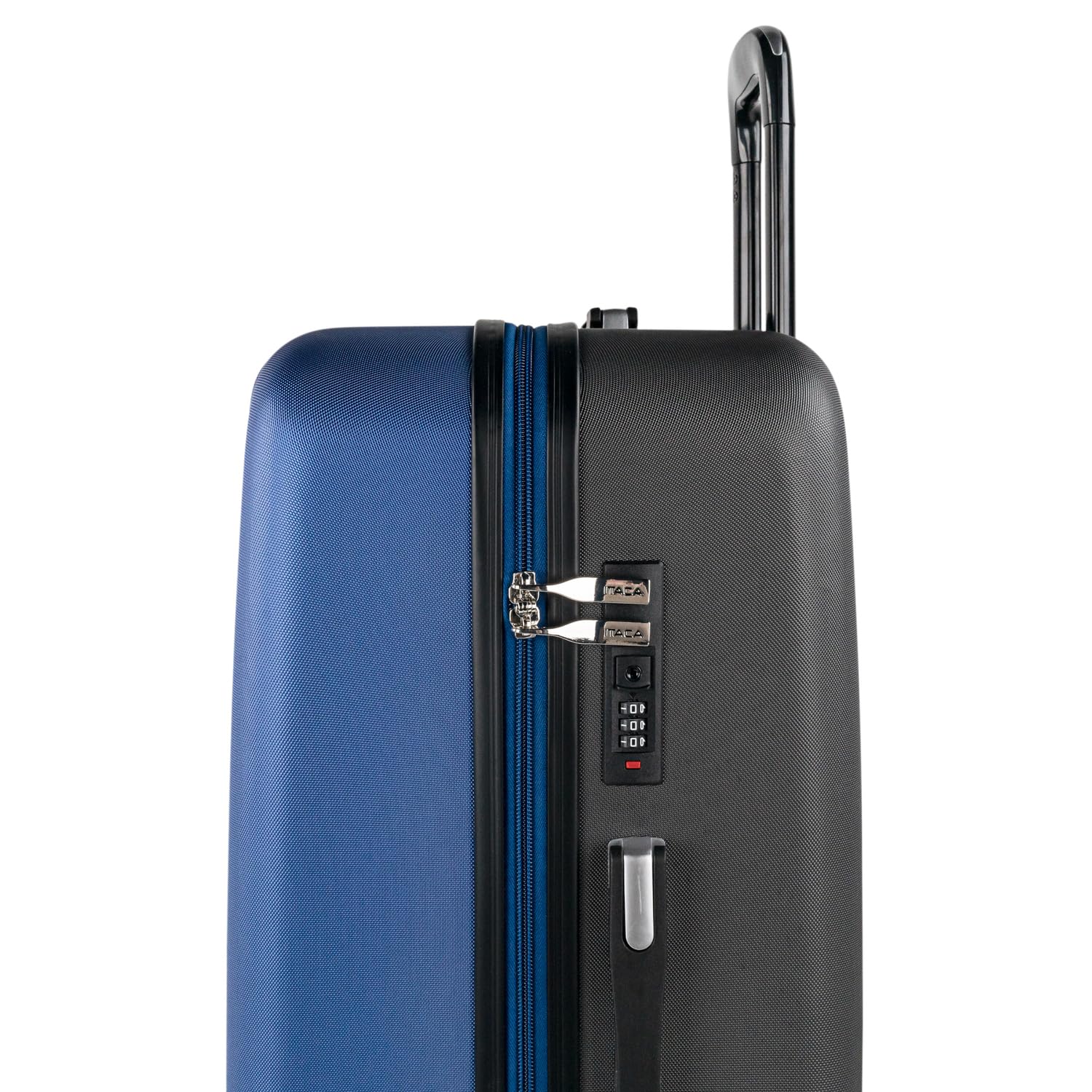 ITACA - Valigia 23Kg da stiva capiente Valigia rigida XL con ruote silenziose Trolley Grande Rigido leggero ideale per viaggi lunghi con Lucchetto a combinazione, Blu Navy-Antracite