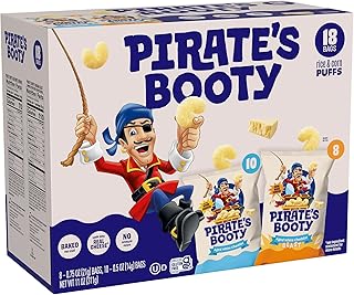 Pirate's Booty Aged White Cheddar and Cheddar Blast Cheese Puffs Variety Pack, Gluten-Free, Kids Snacks, 0.5oz and 0.75oz (18ct)
