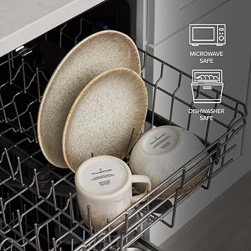 Yellowstone 4-Pc Rainwater Cereal Bowl Set Durable Stoneware Bowls with Reactive Glaze Finish, 6-Inch Diameter, Microwave & Dishwasher Safe Rustic Modern Everyday Dinnerware