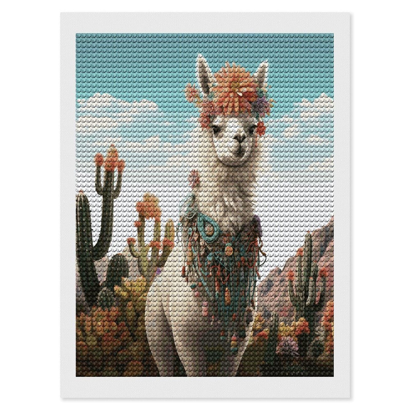 FekiLoot Mexican Llama Cactus Diamond Art Kits for Adults Diamond Painting Kits for Beginners DIY Diamond Art Kits Round Full Drill Diamond Dot Gem Painting for Home Wall Decor Gift 12"x16"