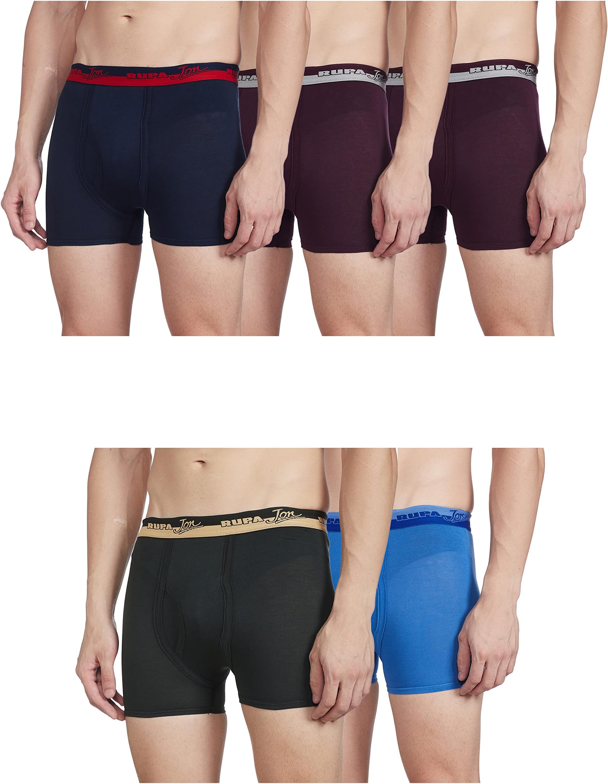 Plain Trunk for Men, 100% Cotton Material, Outer Elastic, Assorted, Pack of 5