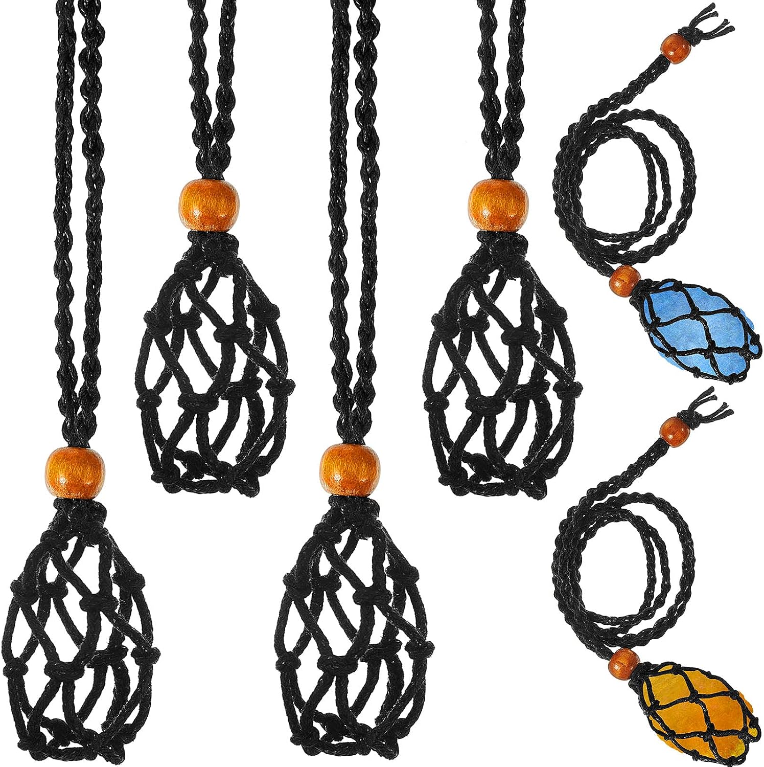 4 Pieces Crystal Necklace Cord Empty Stone Holder Empty Stone Holder Replacement Necklace Rope Quartz Stone Necklace Cord for Stone Necklace DIY Bracelet