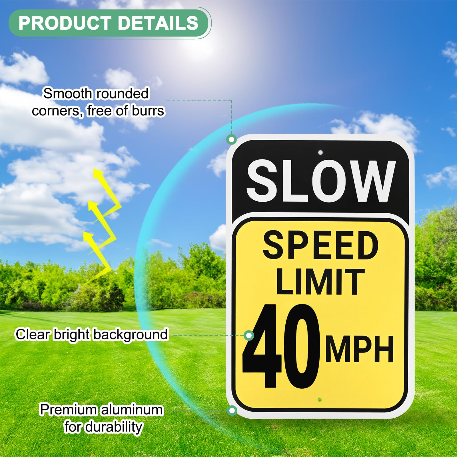 M METERXITY 2-Pack Speed Limit 40 MPH Sign - Image 2