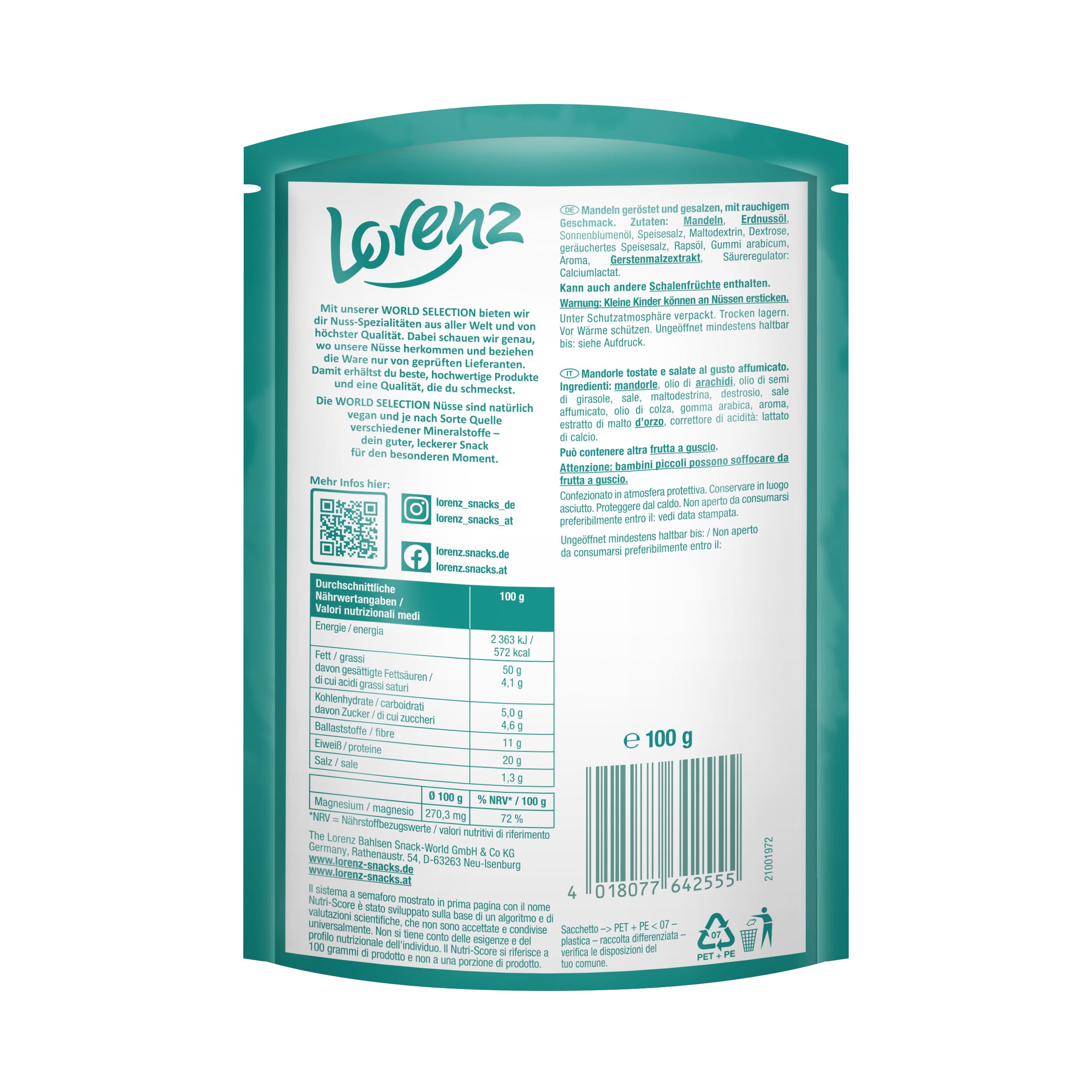 LORENZ | Rauch-Mandeln | 12 x 100 g | vegan