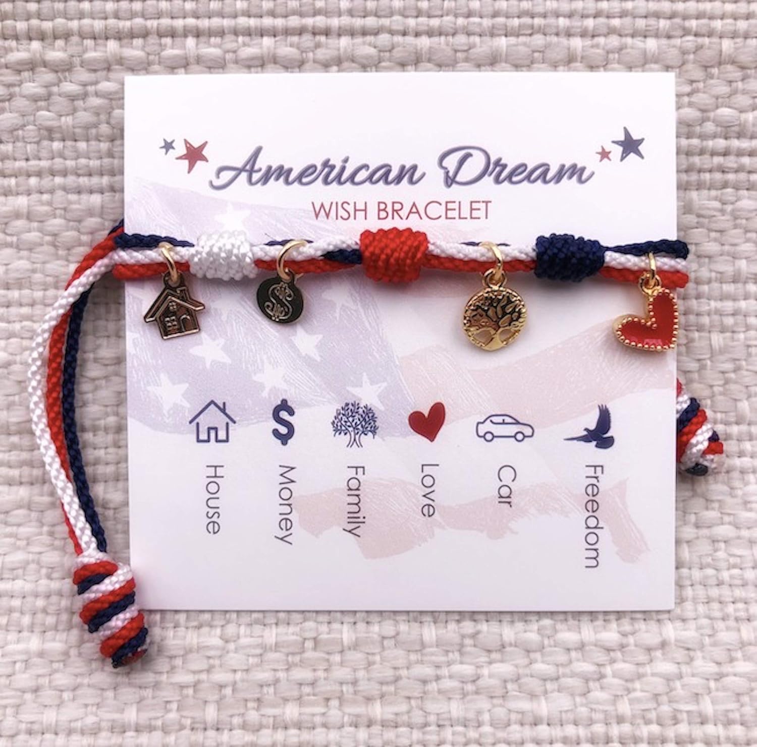 SIFRIMANIA Patriotic Red White and Blue Adjustable Charm Bracelet for Women, Handmade Symbolic Goals Jewelry Gift - Image 9