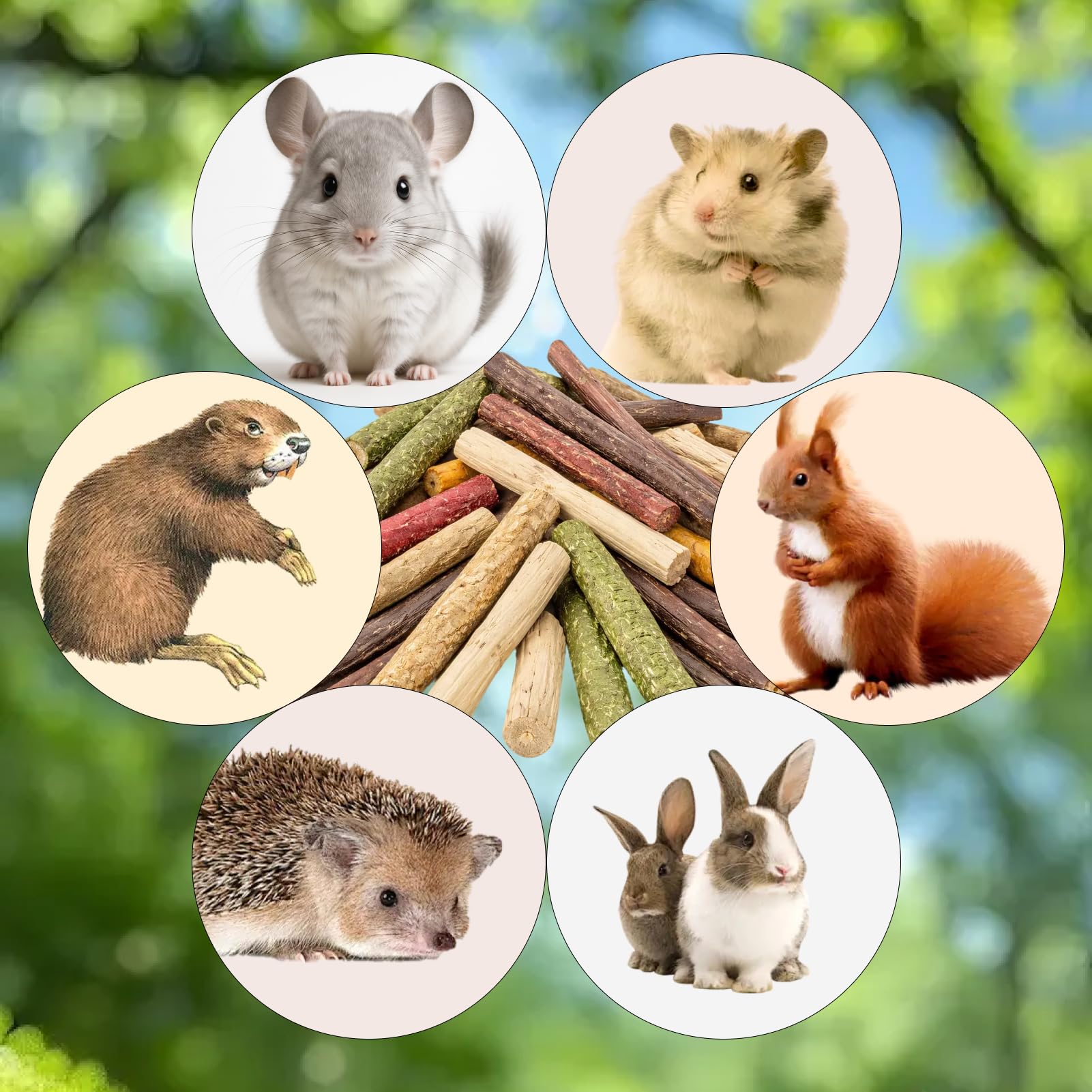 500g Baton de Pommier Foin Timothy Bambou Lapin Naturelle, Bâton De Dentition Batonnet pour Animaux De Compagnie Lapin Hamster Cochon d'Inde Chinchilla