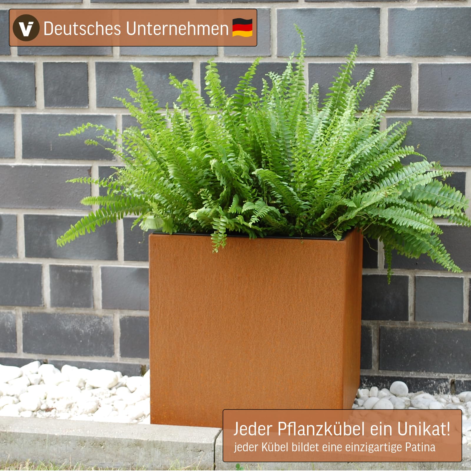 VIVANNO Pflanzkübel Cortenstahl Block - Blumentopf Frostsicher, 40x40x40 cm