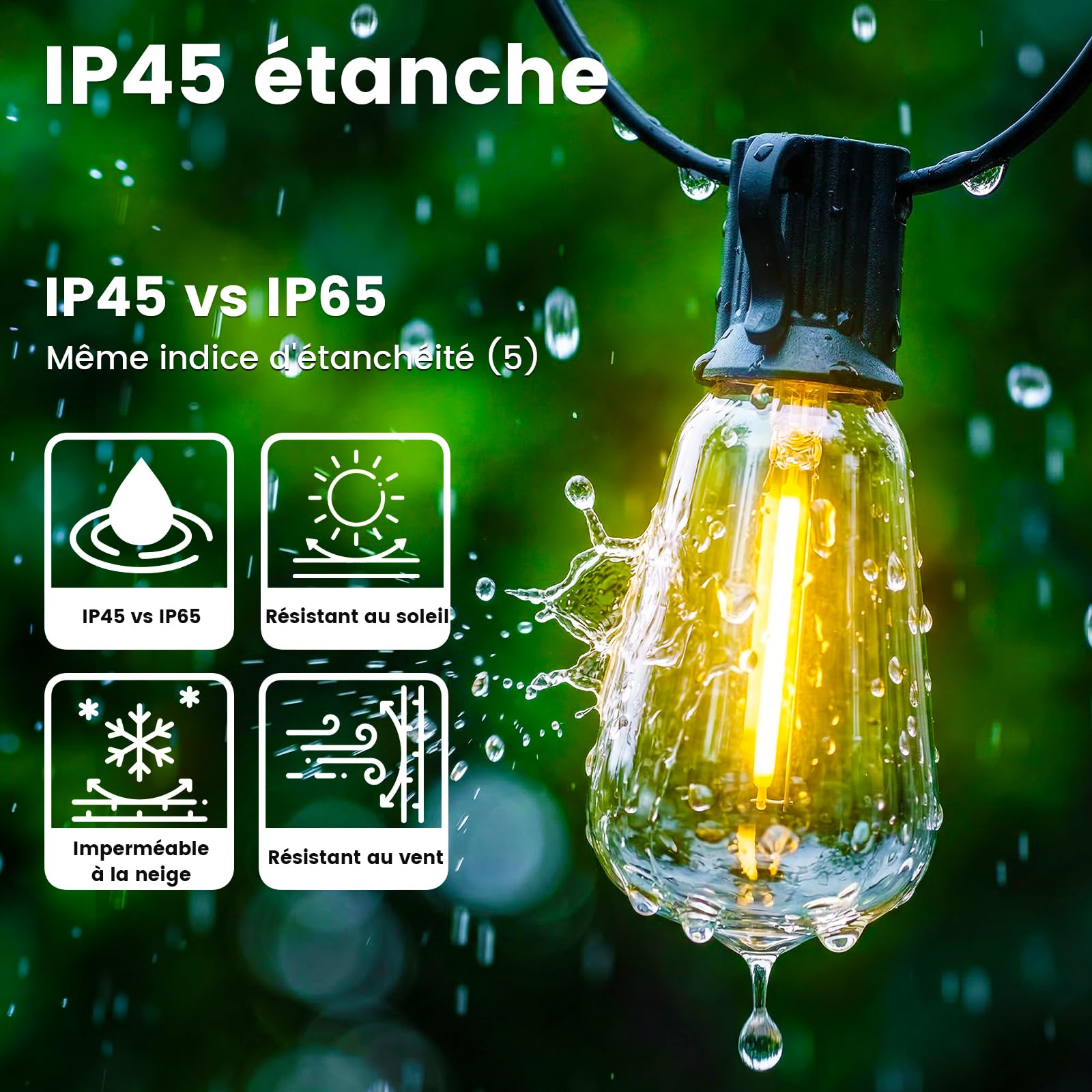 Yuusei Guirlande Lumineuse Exterieure, 36M Guirlande Guinguette Exterieur | Télécommande, étanche IP45, 46+2 ST38 Ampoules LED Incassables pour Terrasse Deco Jardin Pergola Balcon Mariages et Fêtes