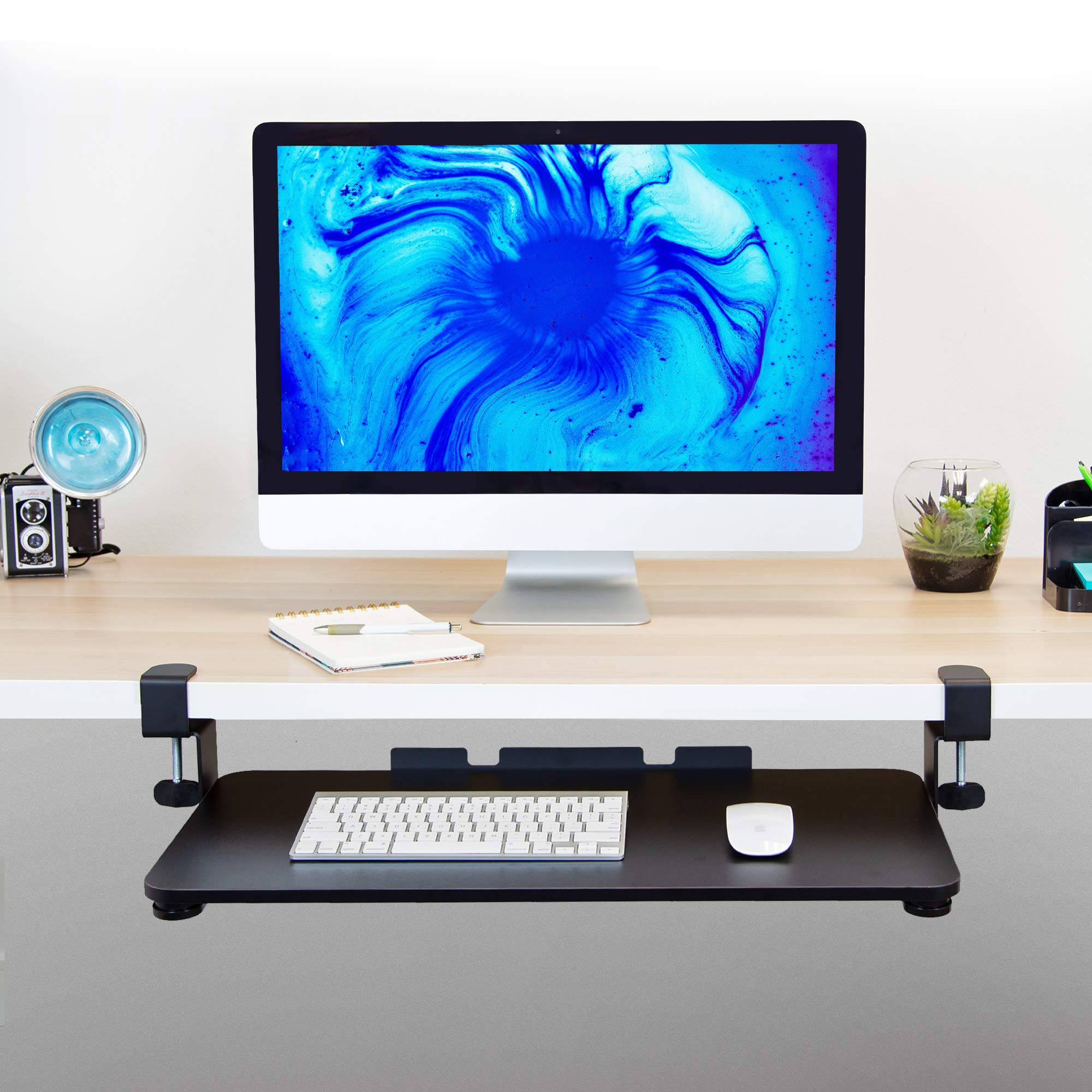 MOUNTIT! Clamp Keyboard Tray [26.4” x 11.8”] Ergonomic Sliding Under