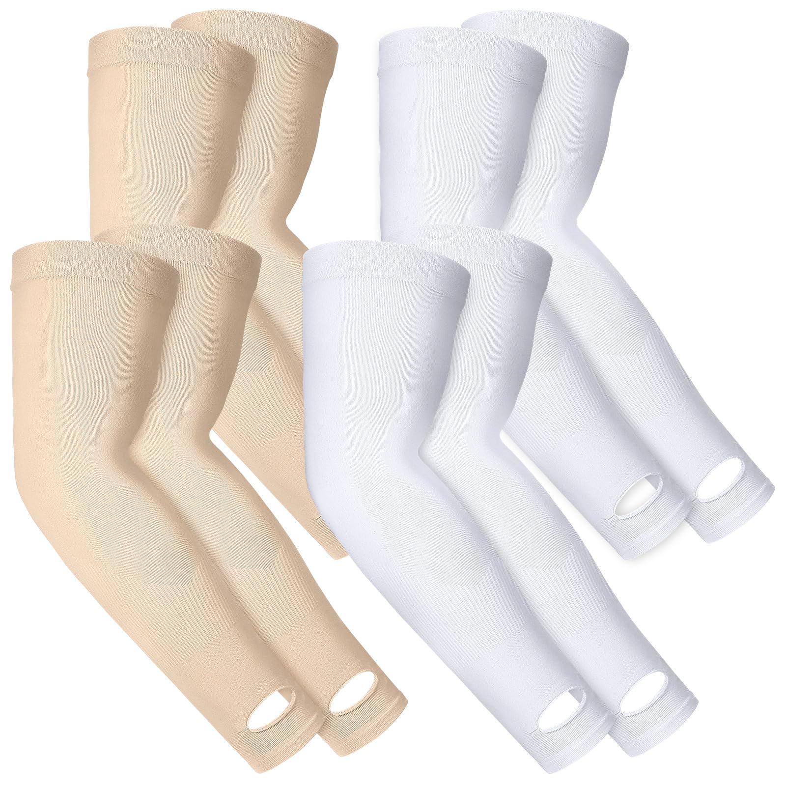 Janmercy4 Pairs Protective Arm Sleeve for Thin Skin Elderly Skin Protector Sleeve Bruising Abrasions Arm Protection Sleeve(Nude, White)