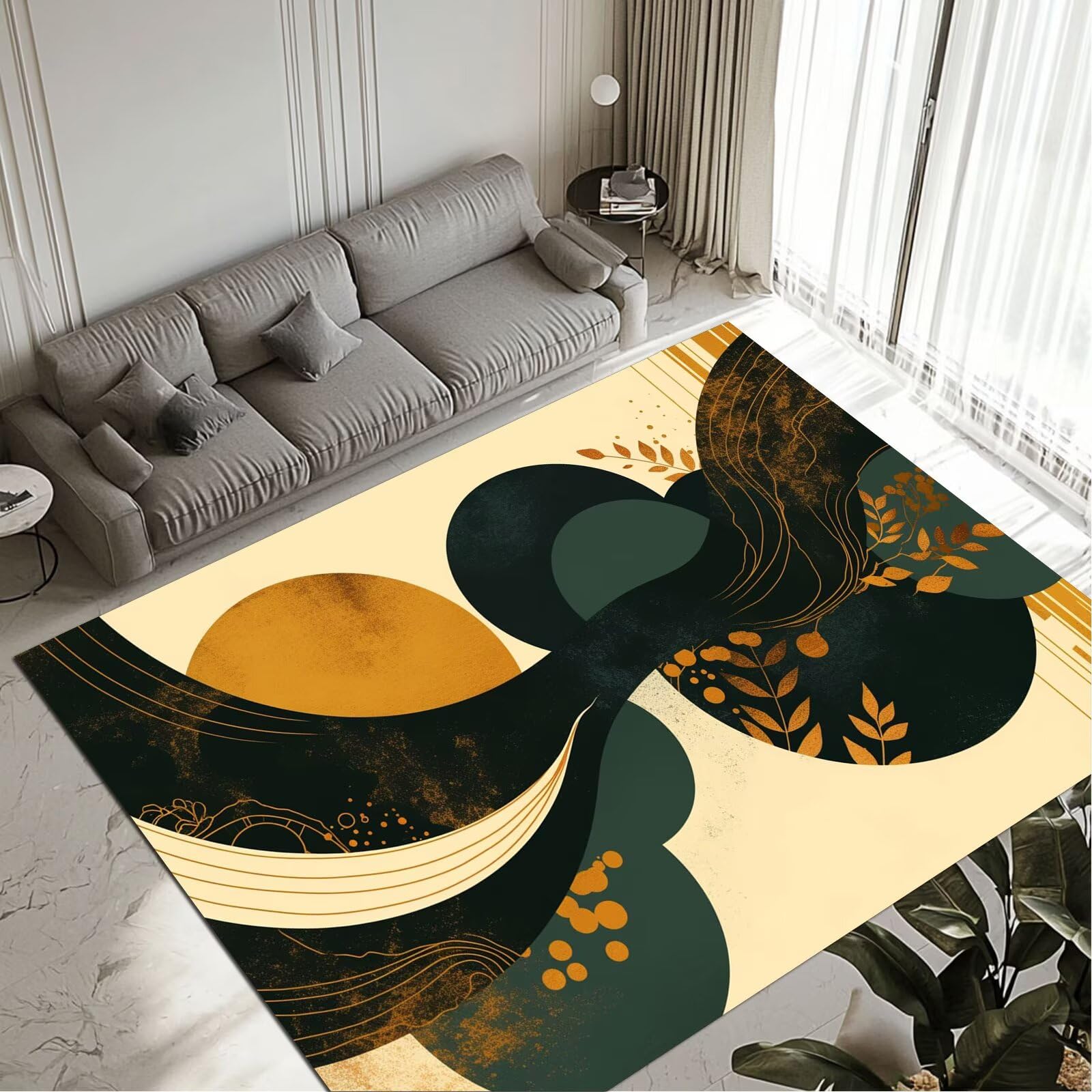 Tapis green de décoration salon intérieure entrée et cuisine
