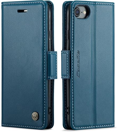 QLTYPRI Funda tipo cartera para iPhone 78SE 2020SE 2022 5G, funda magnética de piel sintética de alta calidad con bloqueo RFID, ranuras para