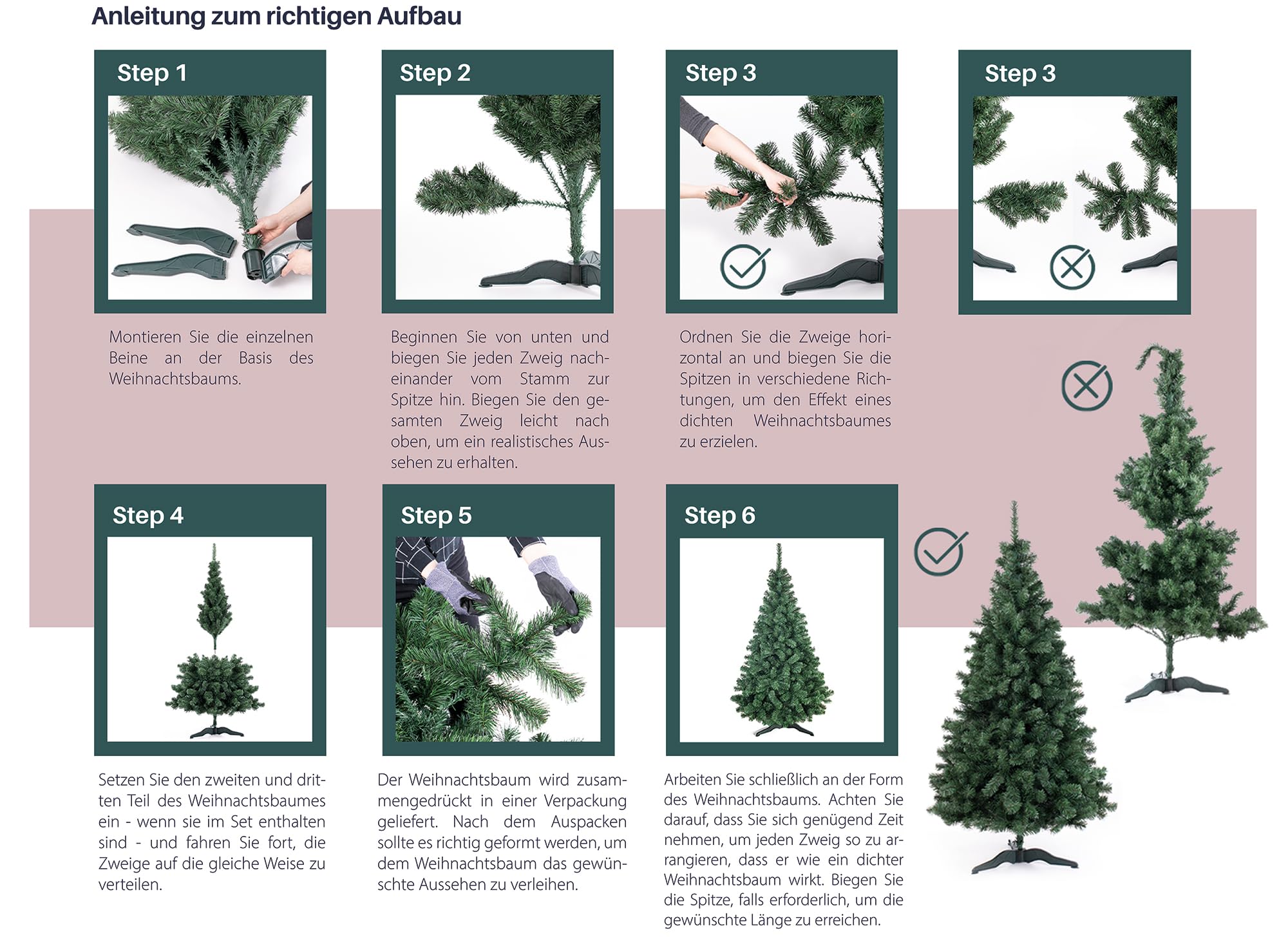 DecoKing Künstlicher Weihnachtsbaum 120 cm - Tannenbaum künstlich Lena | inkl. Stabiler Ständer, Ø 75 cm, einfach aufzubauen - Christbaum Tanne unecht Grün Hergestellt in der EU