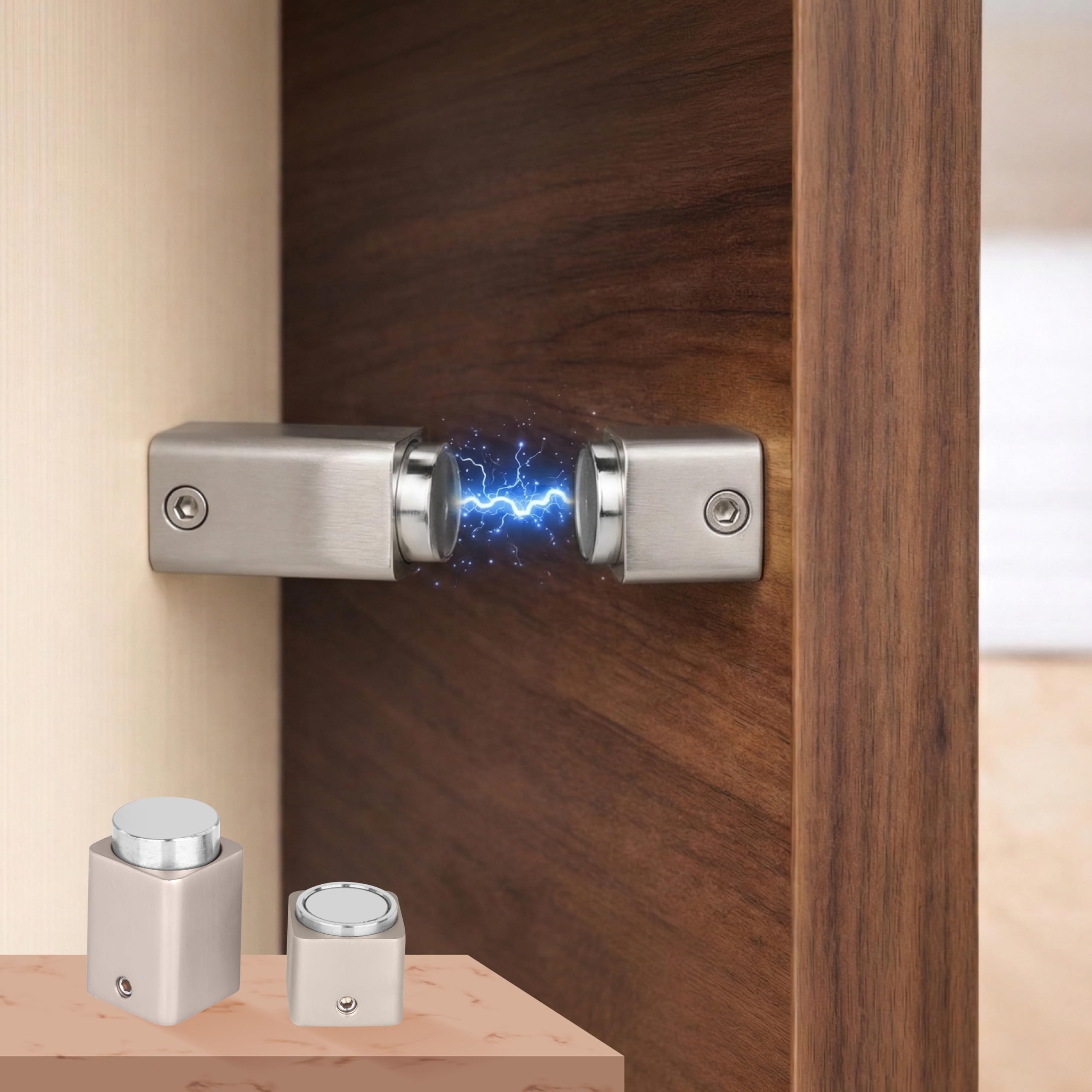 LAPO Durable Zinc Door Magnet Stopper for Main Doors | 4 Inch Block Style Strong-Hold Magnetic for Home & Office Spaces | Quick & Easy Installation | 3 Year Warranty | Matt Finish | Pack of 1-image-21
