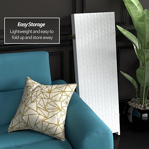 Miniatura 3 de Pantalla plegable de fibra tejida corta de 4 pies - Blanco - 4 paneles