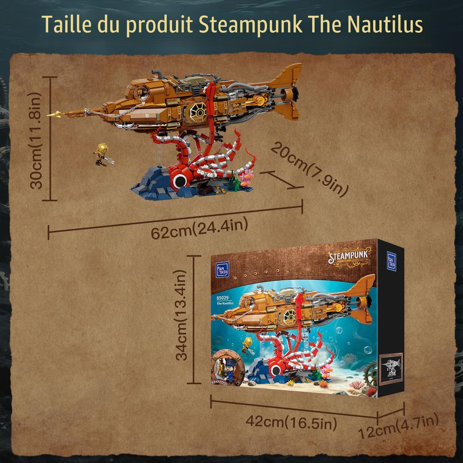 PAN TASY Nautilus Steampunk, sous-Marin modulaire à Construire pour Adultes