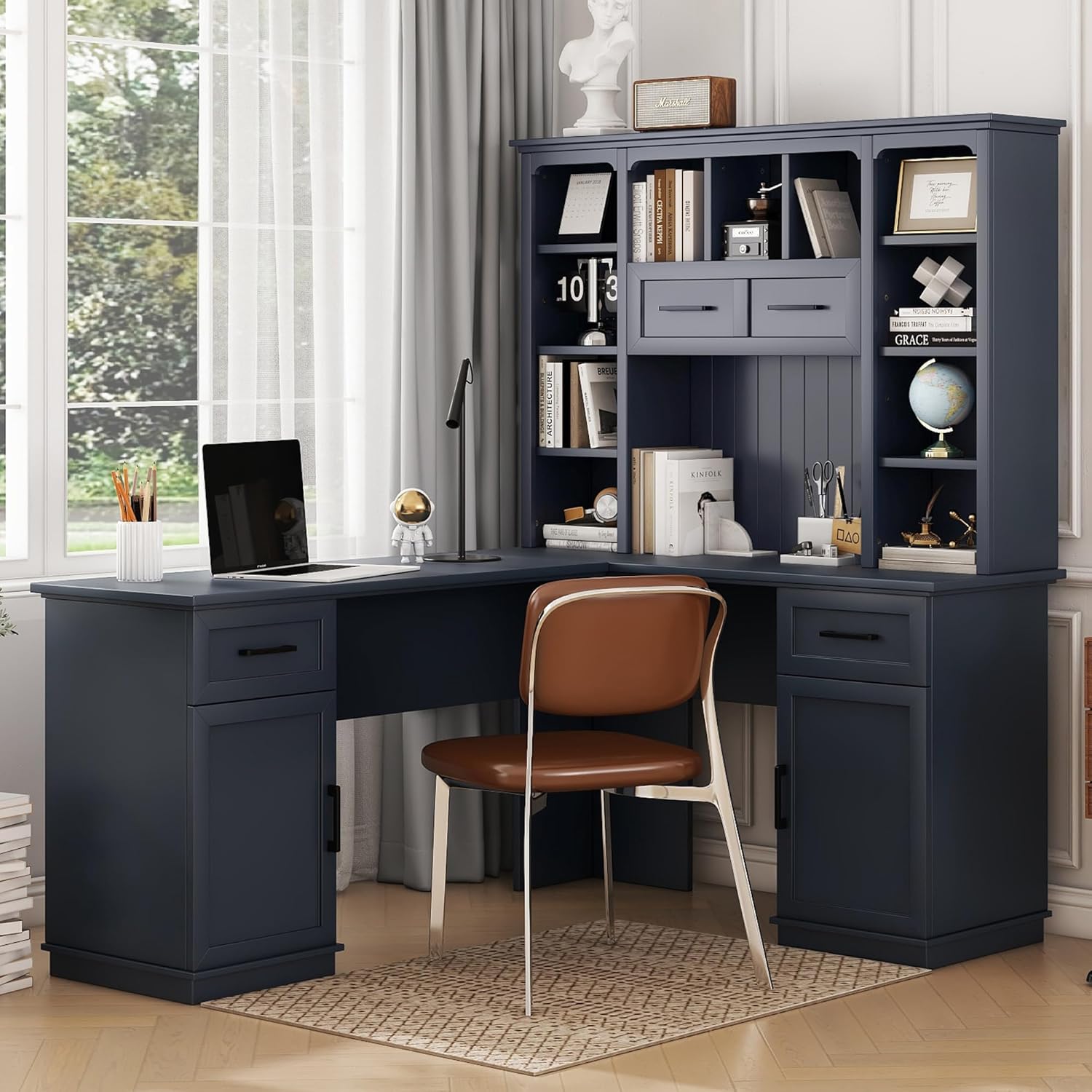 Bellemave L Shaped Executive Desk, Farmhouse l Shaped Desk