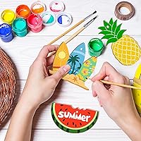 Vista 94 de 80 piezas de adornos de madera de primavera para pintar, 8 estilos de adornos de madera sin acabado para bricolaje, cortes en blanco