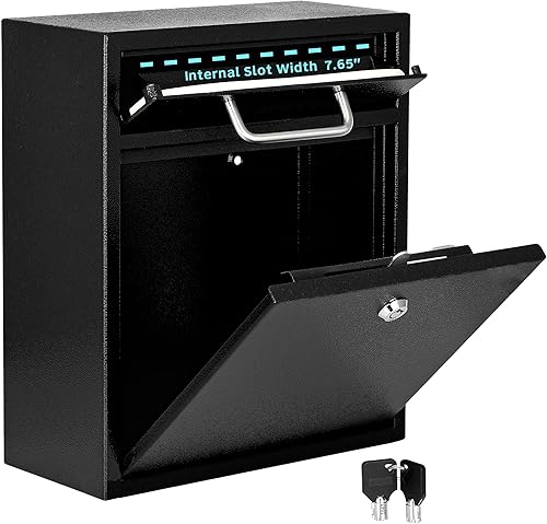 Miniatura 6 de AdirOffice contenedor con traba - Buzón de correo montado en pared negro 631-05-BLK