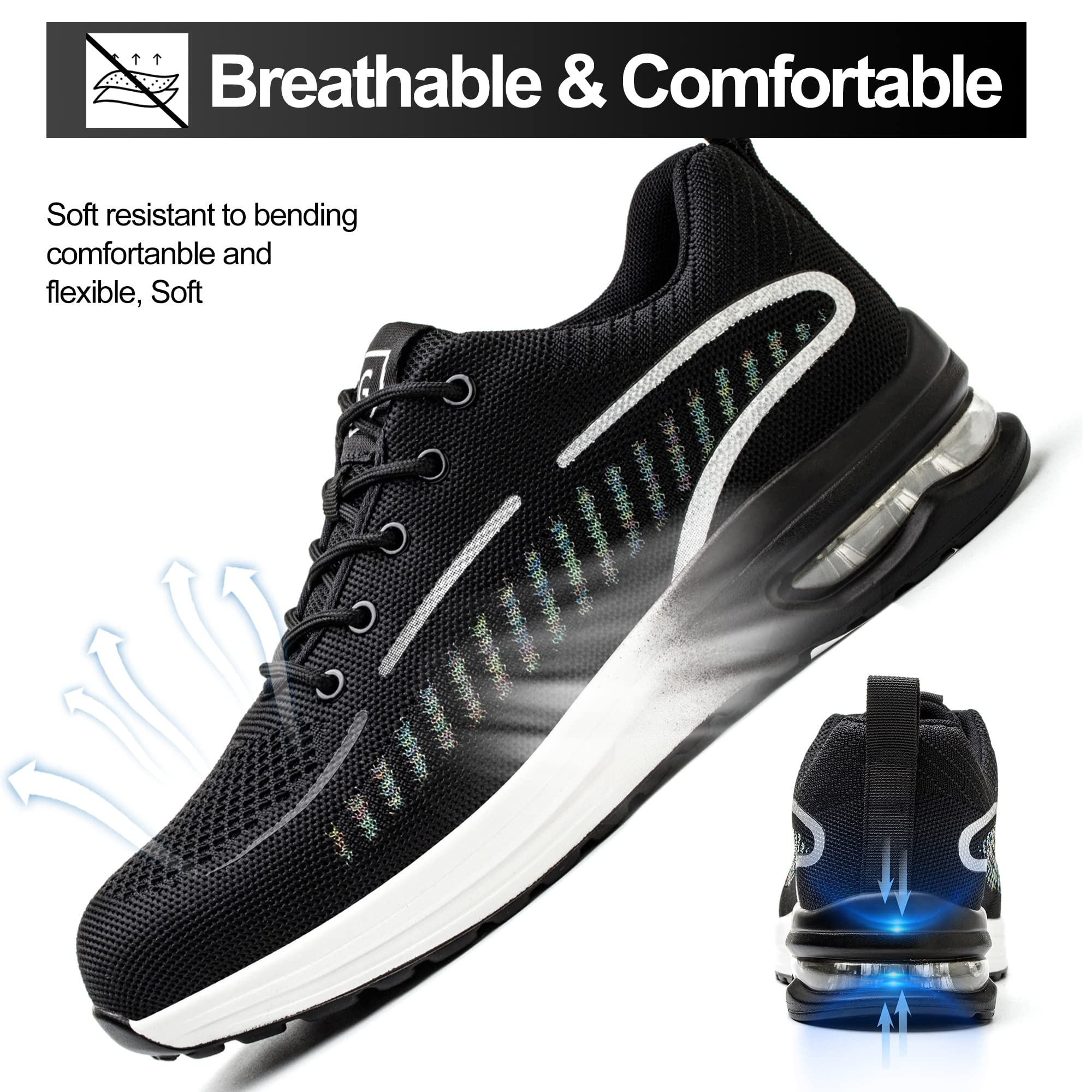 Scarpe Antinfortunistiche Uomo Scarpe da Lavoro Donna Leggere Traspiranti Sneakers con Punta in Acciaio Antiscivolo Sportive Sicurezza Scarpe