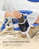 SONGMICS Chaise de Plage, Chaise Camping Pliante, avec Bandoulière, Dossier Réglable, Appui-tête, Accoudoir, 2 Pochettes Latérales, Bleu et Blanc GCB62BU - 8