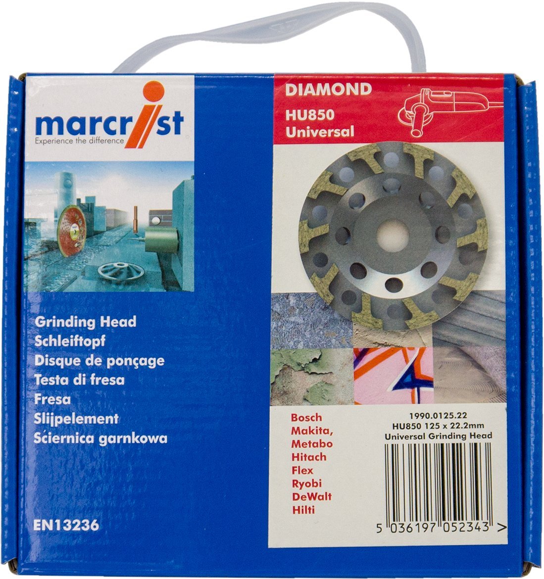 MARCRIST diamante-muela de copa HU850 125 mm x 22.2 disco de esmerilado universal