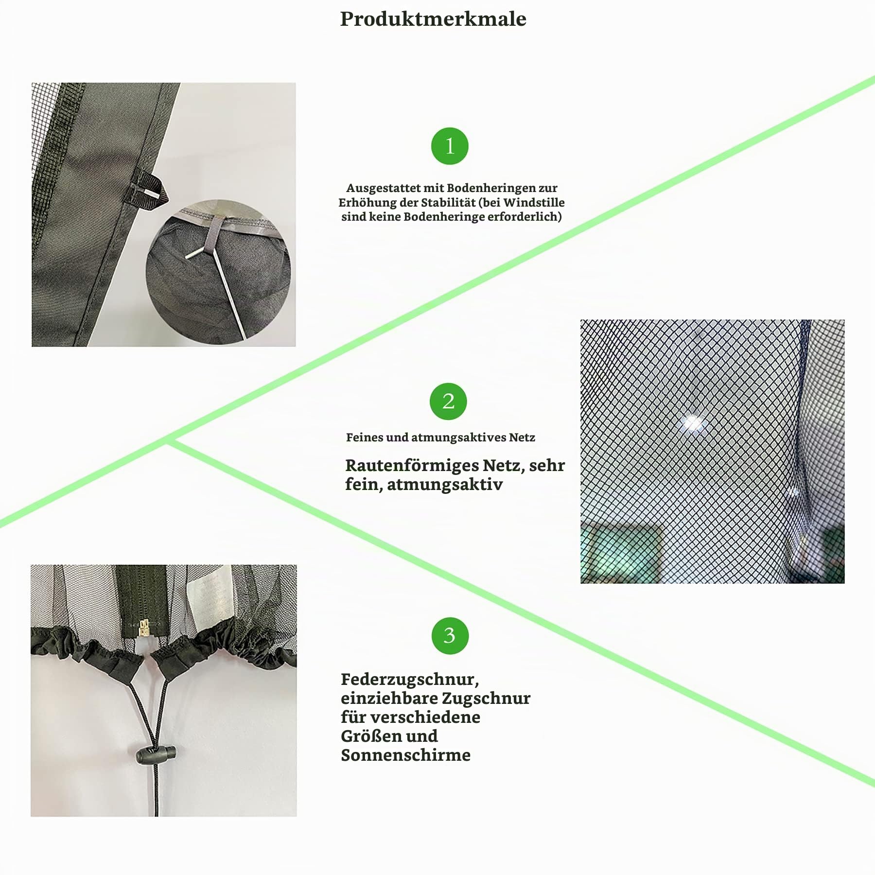 Moskitonetz für 4,5 m doppelseitiger Terrassenschirm, Sunbrella-Netz, doppelter Reißverschluss, Wasserrohrboden, verwendet und für Terrassenpavillon, Pop-Up-Baldachin, 28,9 x 28,9 cm,