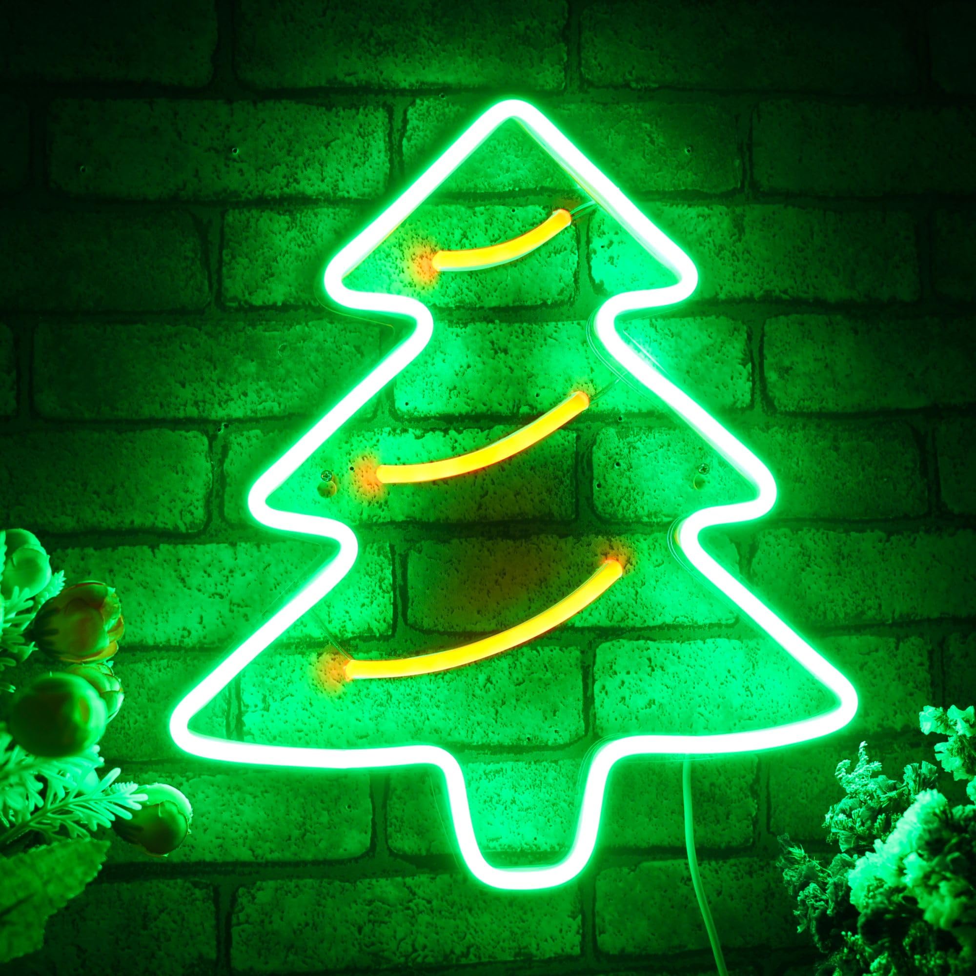 LED ネオンサイン　クリスマス　クリスマスツリー　カラフル Amazon.co.jp: クリスマスツリーフレックスシリコンLEDネオンサイン