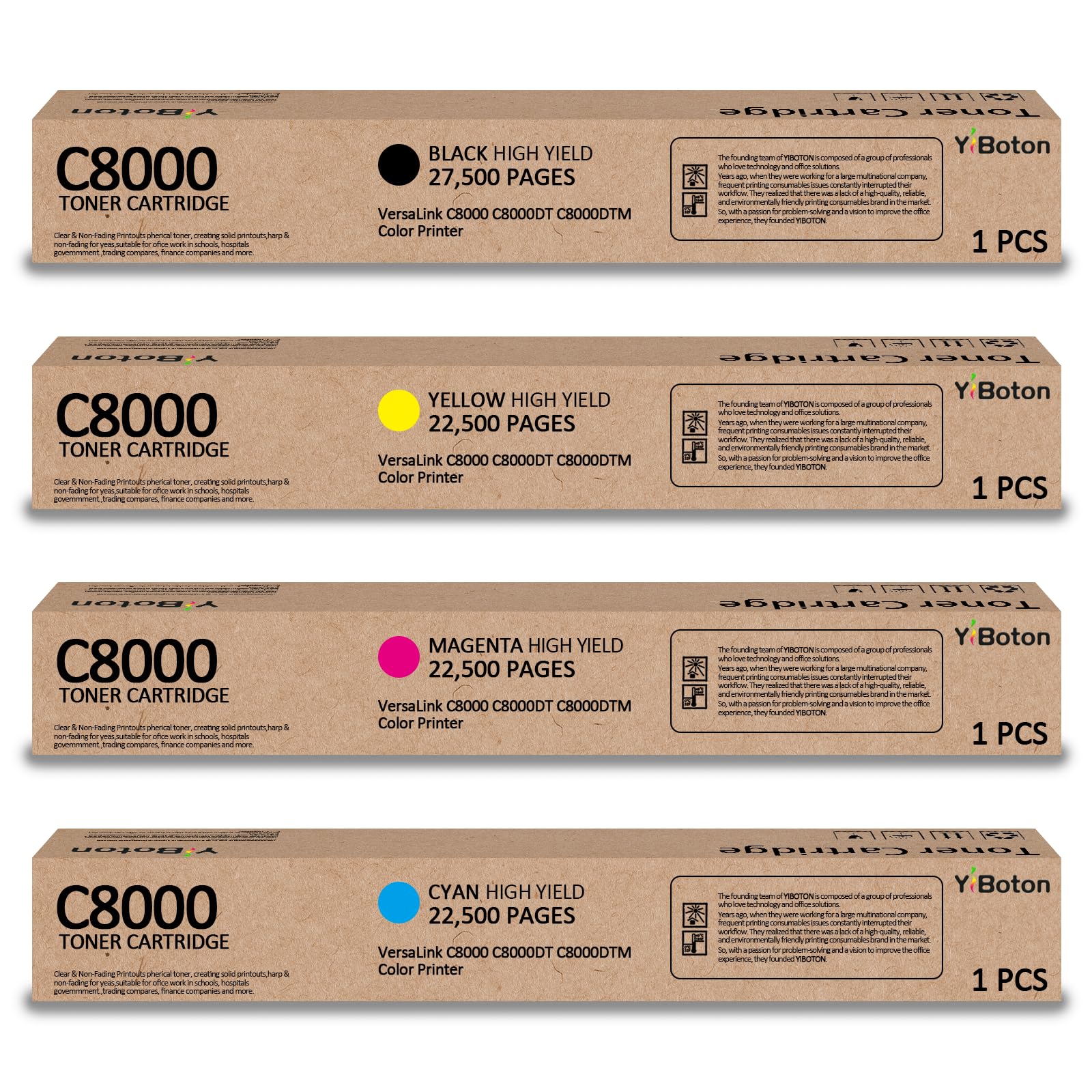 Compatible for Xerox Versalink C8000 Series High Yield Toner Cartridge | 106R04049 106R04046 106R04047 106R04048 toner Compatible with Xerox Versalink C8000 C8000DT C8000DTM Printer (4-Pack)