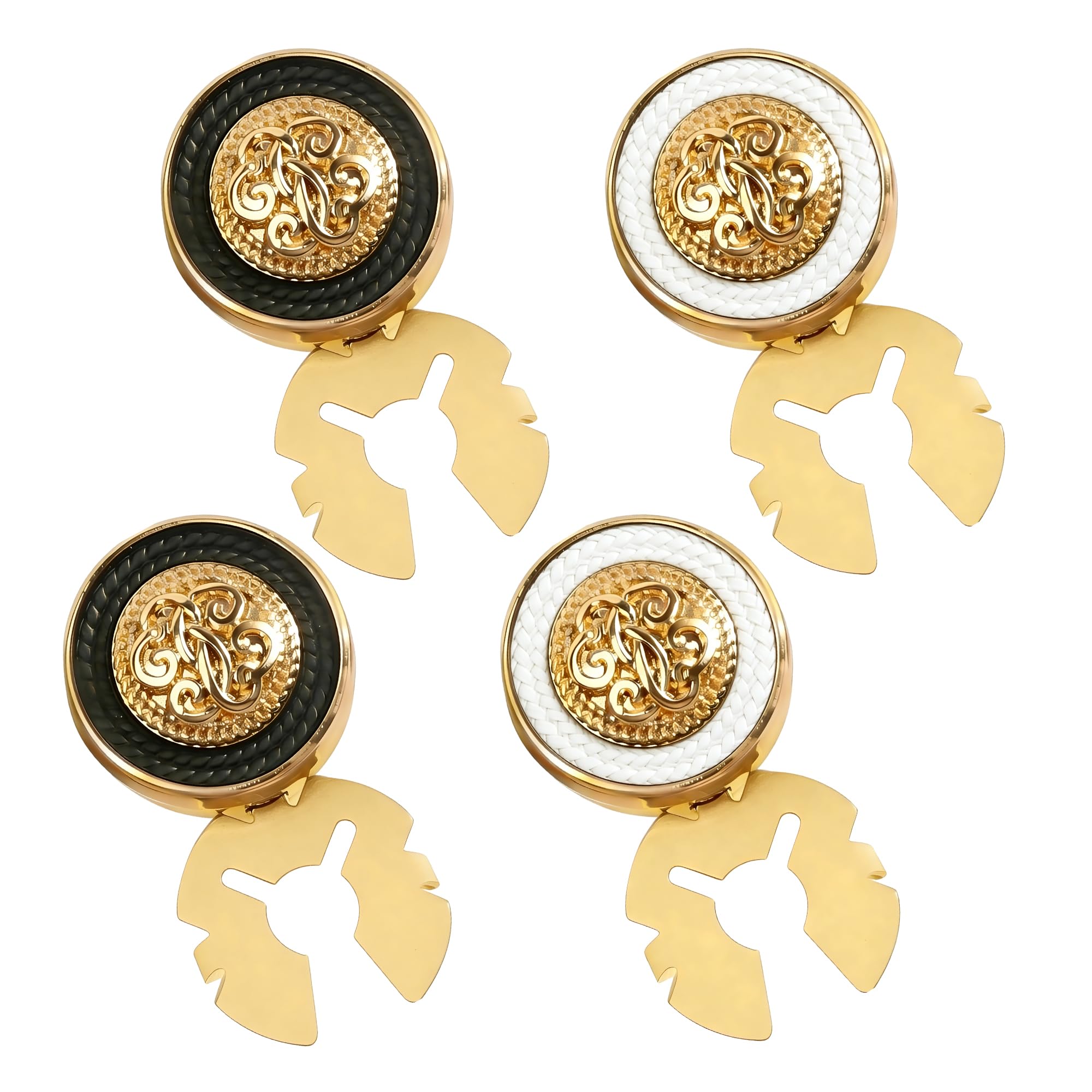 4PCS Elegant Gold Button Covers, Clip-On Decorative Button Covers
